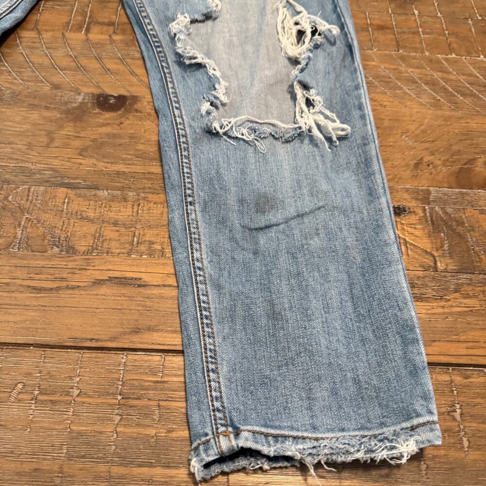 Wild Fable Sz 14 Blue Jeans Distressed High Waist Straight Leg Stained Ripped - Picture 7 of 12